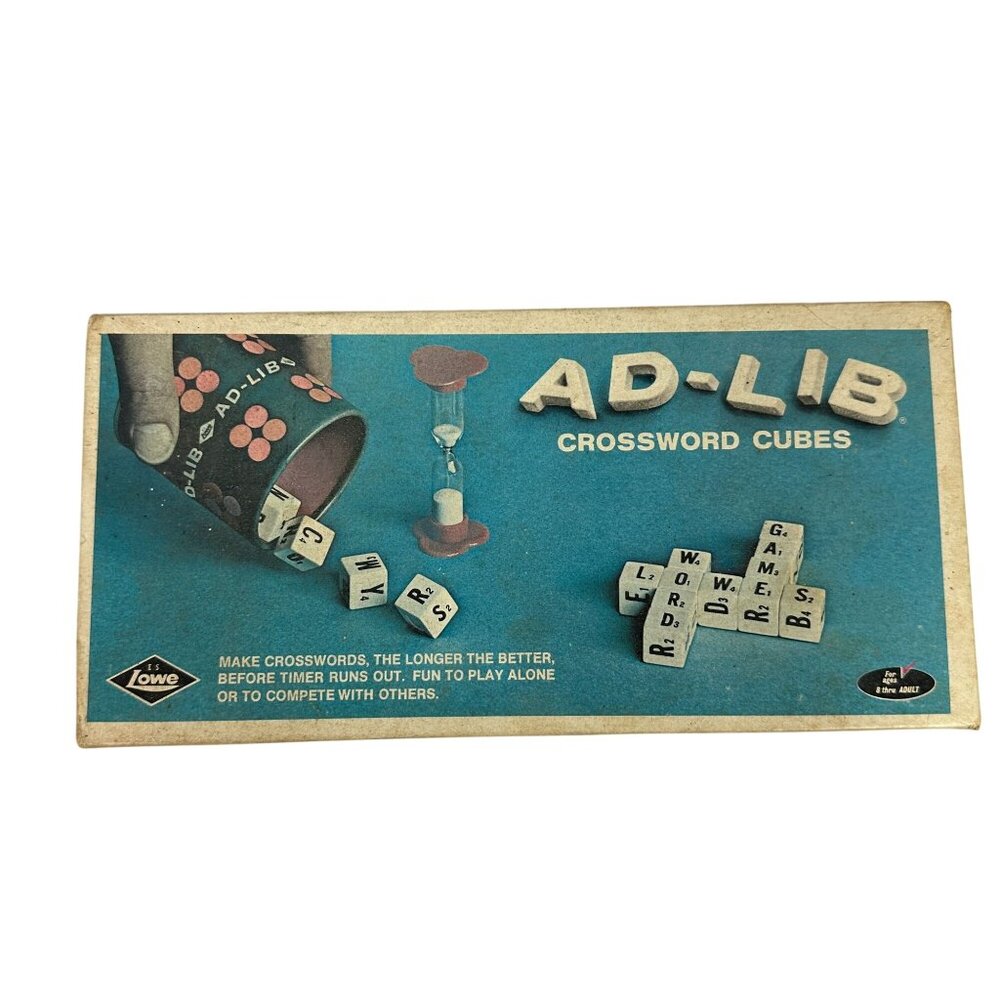 Ad-Lib Crossword Cubes 1968/72 Lowe No. 948 Vintage Word Building Game